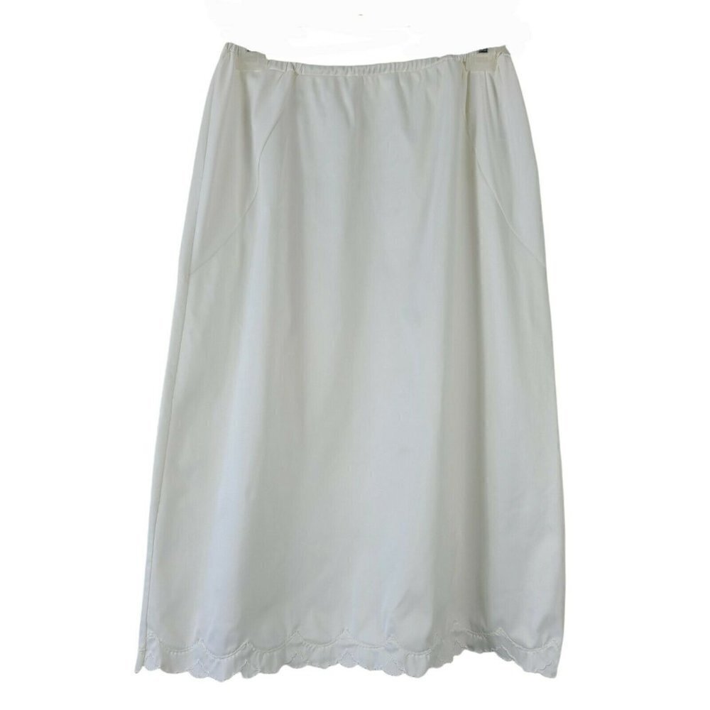 Vintage Van Roalte Half Slip White Small All Dupont Nylon Embroidered Hem USA